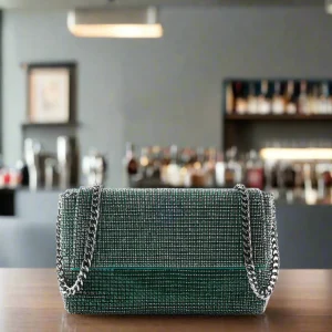 SONDRA ROBERTS - Rhinestone Flap Bag - Green