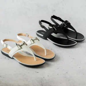 VANELi - Walk Flat Toe Thong Leather Sandal in Black or White