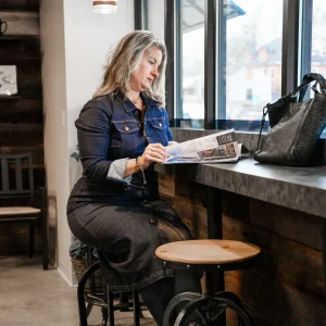 Washlab - Long Dark Denim Dress - Raw Denim