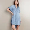 Washlab - Short Sleeve Shirt Dress - Mid Blue