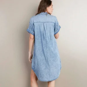 Washlab - Short Sleeve Shirt Dress - Mid Blue